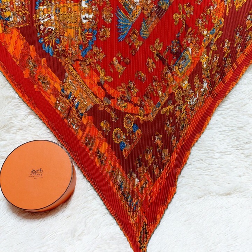 SOLD ✅ Hermès Astres et Soleils silk Pleated scarf - Picture 2 of 8